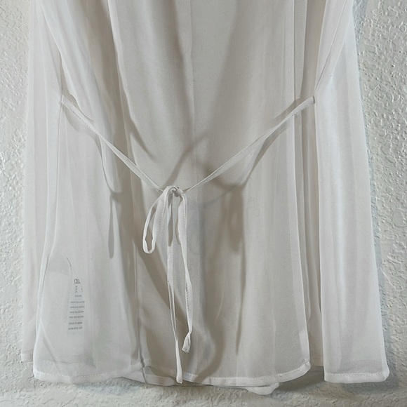 ASOS MATERNITY White Sheer Ruffle Trim Button Front Blouse Short Sleeve Sz 4 NEW - Picture 6 of 8